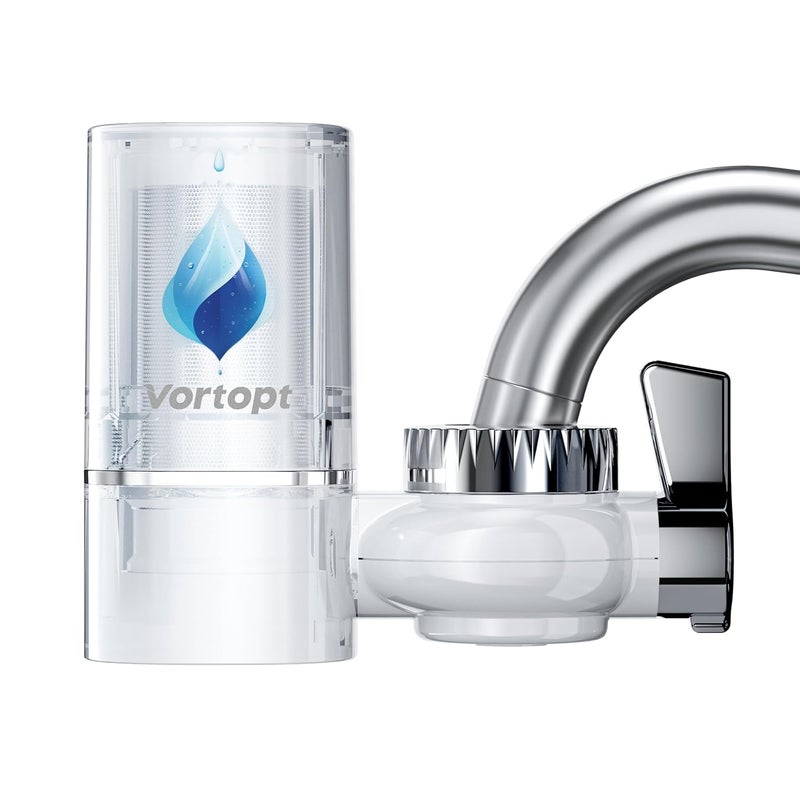 Vortopt Advanced Sink Faucet Filter, NSF Certified Faucet Installation System, 400 Gallon Capacity, Can Reduce 99% Chlorine and Odors, with 1 Water Filter（T1-White） - Image 1